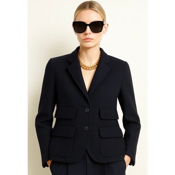 Vintage Yves Saint Laurent Rive Gauche 90s Wool Blazer Jacket Black 38 YSL 6 - Picture 1 of 9